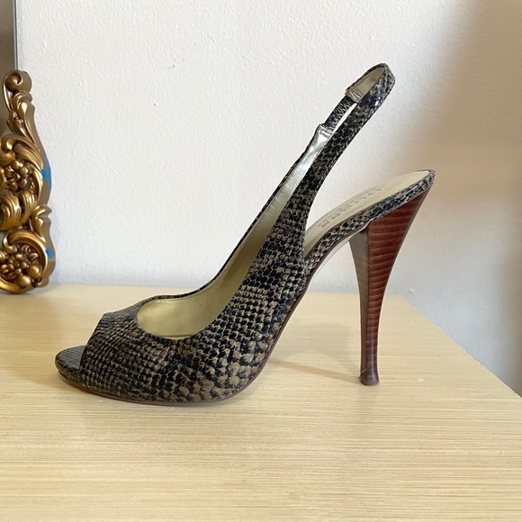 Guess Snakeskin Peep Toe Slingback’s - Picture 3 of 5